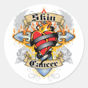 Skin Cancer Cross & Heart Classic Round Sticker