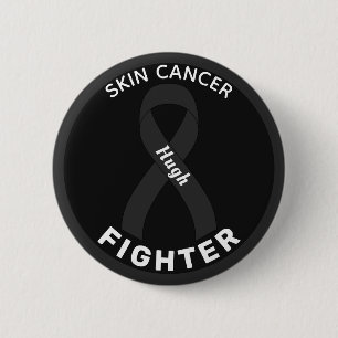 Skin Cancer Fighter Ribbon Black Button