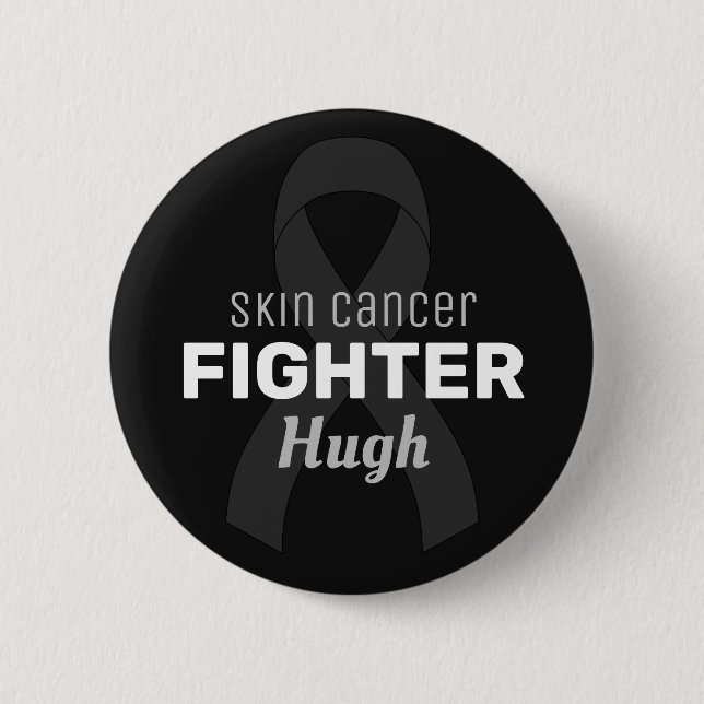 Skin Cancer Ribbon Black Button (Front)