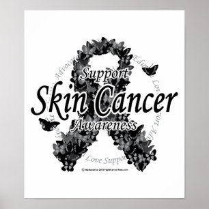 Skin Cancer Ribbon of Butterflies Poster