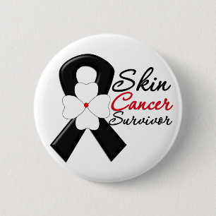 Skin Cancer Survivor Flower Ribbon 6 Cm Round Badge