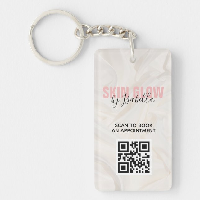 Skin Care Beauty QR Code Scan to Book Appointment Key Ring (Front)