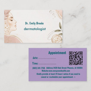 Skin Care Dermatologist Office Appointment Busines Business Card
