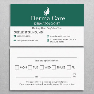 Skin Care Dermatologist Office Appointment Business Card