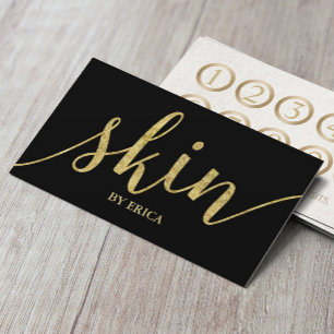 Skin Care Gold Script Spa Aesthetician Loyalty Card