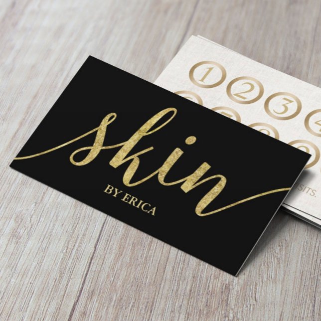 Skin Care Gold Script Spa Aesthetician Loyalty Card (Creator Uploaded)