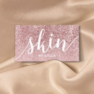 Skin Care Rose Gold Glitter Typography Business Card