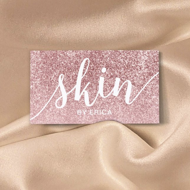 Skin Care Rose Gold Glitter Typography Business Card (Creator Uploaded)