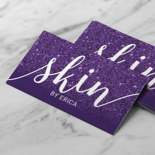 Skin Care Typography Deep Purple Aesthetician Business Card