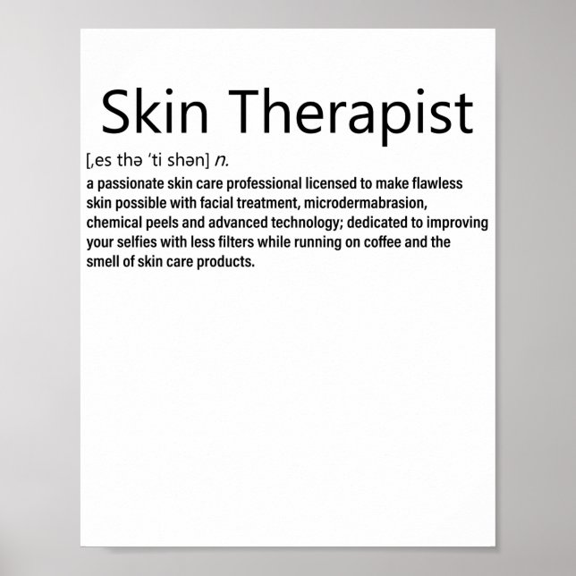 Skin Therapist Definition Skincare lover Poster (Front)