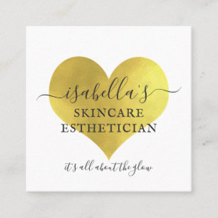 Skincare Aesthetician Makeup Artist Gold Foil Whit Square Business Card
