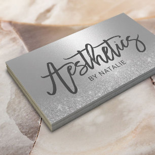Skincare Aesthetician Modern Silver Aesthetics Business Card