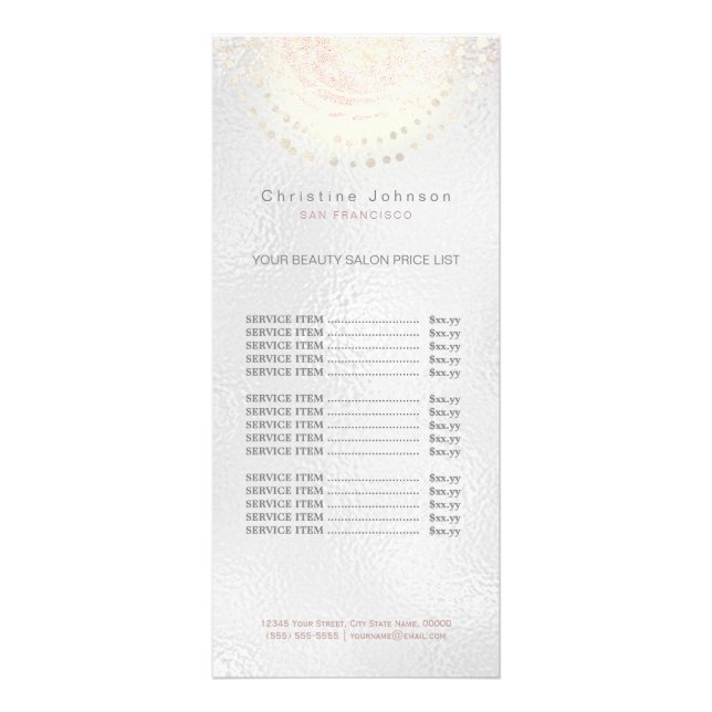 •skincare aesthetician price list rack card (Front)