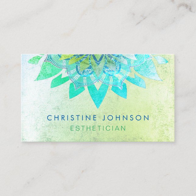 skincare aesthetics green business card (Front)
