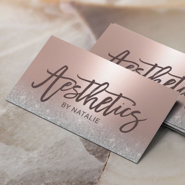 Skincare Esthetician Blush Rose Gold Aesthetics Business Card (Creator Uploaded)