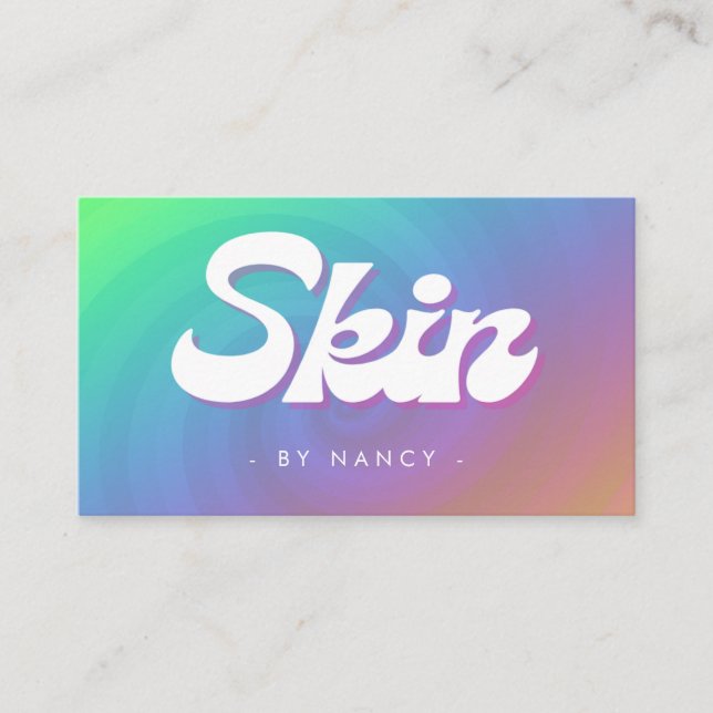 Skincare Groovy Retro Rainbow Swirl  Business Card (Front)