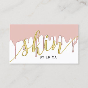 Skincare Salon Aesthetician Rose Gold Dripping Business Card