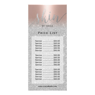 Skincare Salon Aesthetician Rose Gold Price List Rack Card