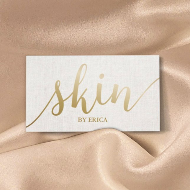 Skincare Salon Spa Aesthetician Elegant Gold Scrip Business Card (Creator Uploaded)