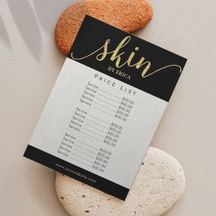 Skincare Salon Spa Aesthetician Elegant Price List