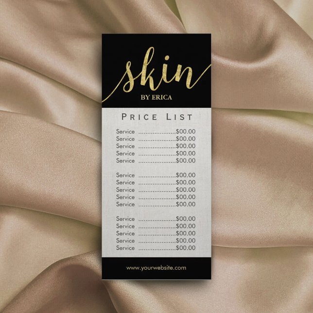 Skincare Salon Spa Aesthetician Elegant Price List Rack Card (Creator Uploaded)