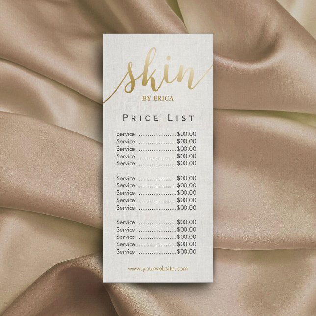Skincare Salon Spa Esthetician Elegant Price List Rack Card (Creator Uploaded)