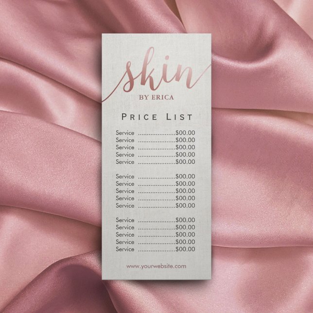 Skincare Salon Spa Esthetician Price List Rack Card (Creator Uploaded)