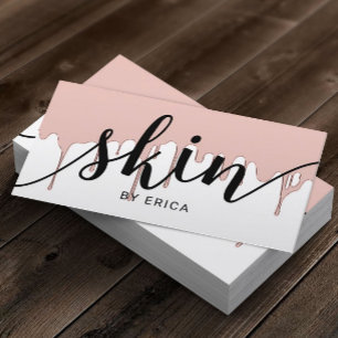 Skincare Salon Spa Esthetician Rose Gold Drips Business Card
