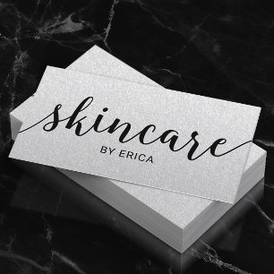 Skincare Typography Elegant Aesthetician Silver Business Card
