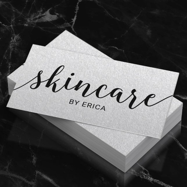 Skincare Typography Elegant Aesthetician Silver Business Card (Creator Uploaded)