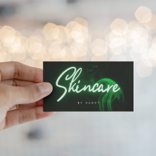 Skincare Typography Green Neon  Business Card
