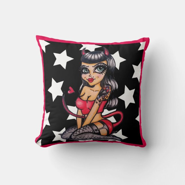 Skinderella's Devil Doll throw pillow (Front)