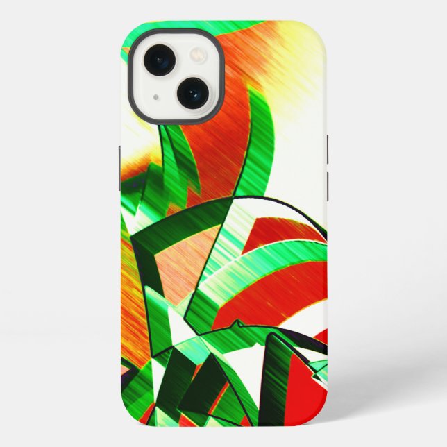 Skinned green bands simulating movement or drizzle iPhone case (Back)