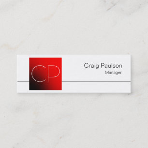 Skinny Black White Red Monogram Business Card