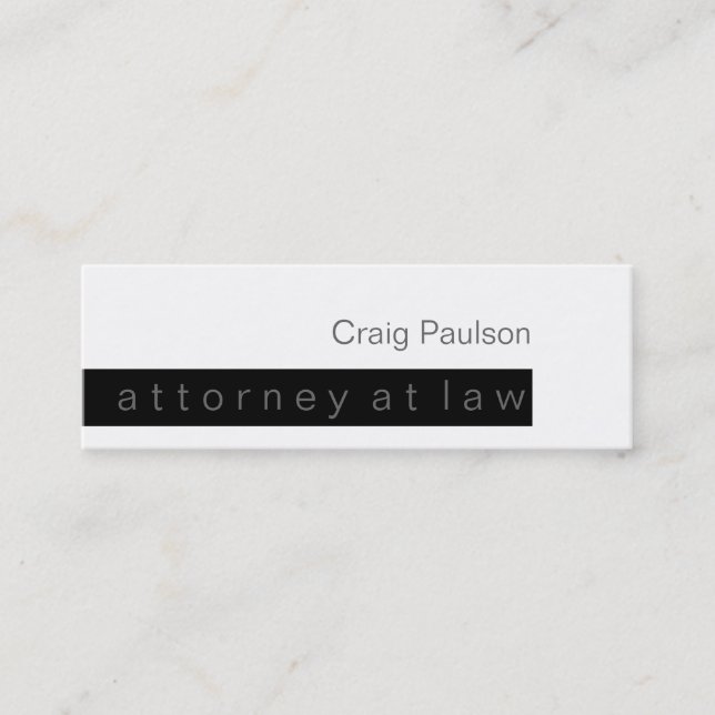 Skinny Black White Trend Attorney Business Card (Front)