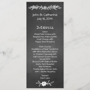 Skinny Chalkboard Look Wedding Table Menu
