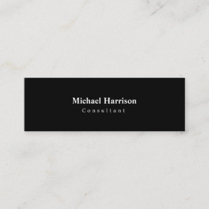 Skinny Classical Plain Black & White Minimalist Mini Business Card