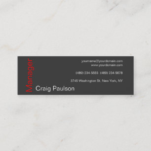 Skinny Contemporary Grey Red Hot Business Card