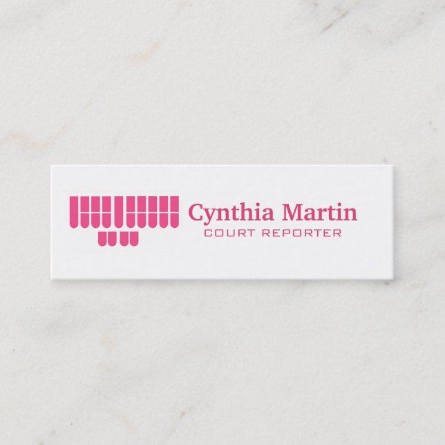 Skinny custom court reporter business cards (Front)