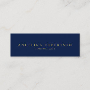 Skinny Dark Blue Gold Professional Trendy Mini Business Card