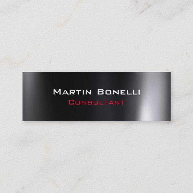Skinny Dark Grey Unique Professional Mini Business Card (Front)