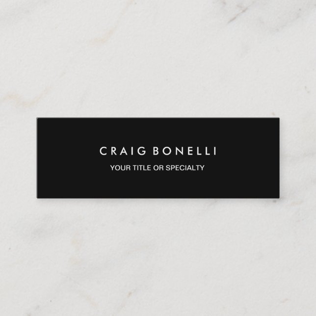 Skinny Elegant Black Colour Standard Business Card (Front)