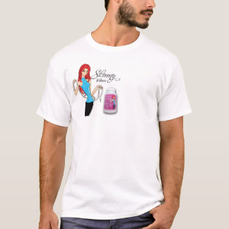 Skinny Fiber Chest Print with Lady  White T-Shirt