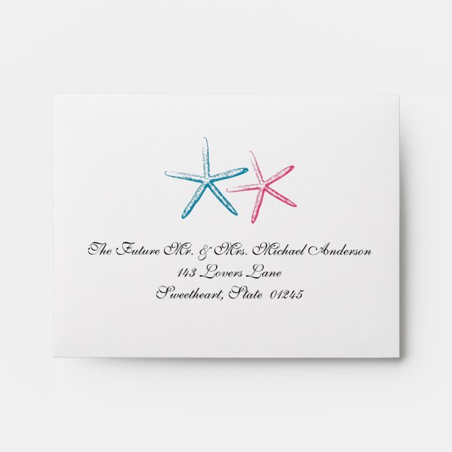 Skinny Finger Starfish RSVP Envelope (Front)