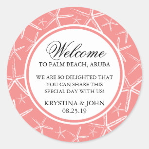 Skinny Finger Starfish Wedding Welcome Classic Round Sticker