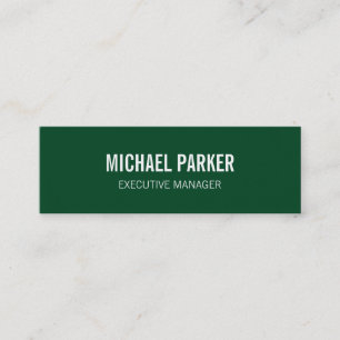Skinny Forest Green Bold Text Stylish Professional Mini Business Card