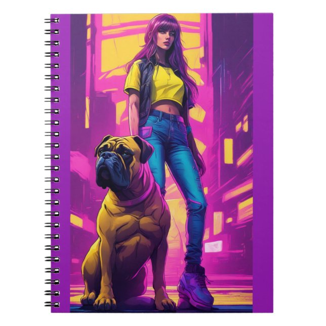 Skinny girl and bullmastiff vice notebook (Front)