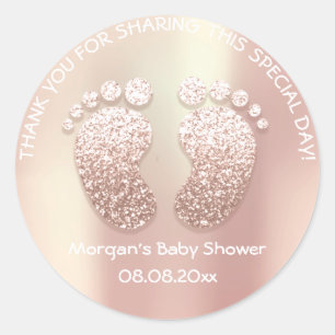 Skinny Glitter Feet Baby Shower Favour Thank You Classic Round Sticker