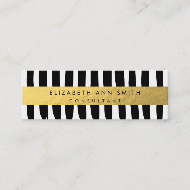 Skinny Gold Effect Chic Business Card (Front)