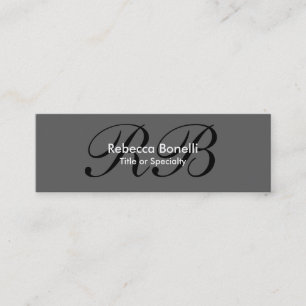 Skinny Grey Black White Monogram Business Card